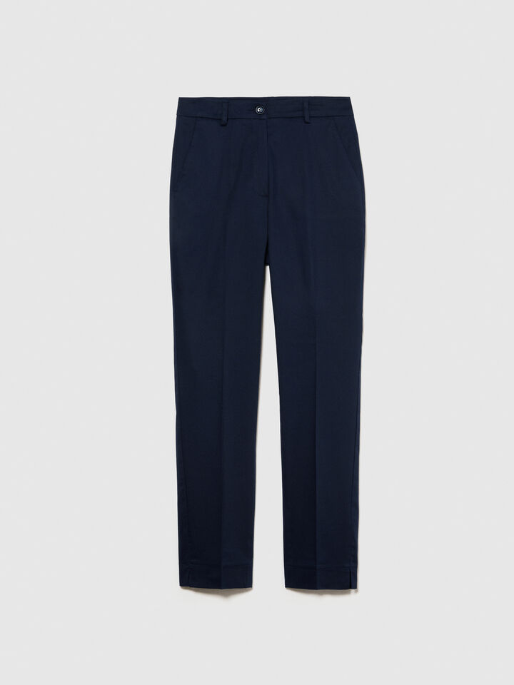 Regular fit chinos - women's chino trousers - Dark Blue | Sisley image number 6